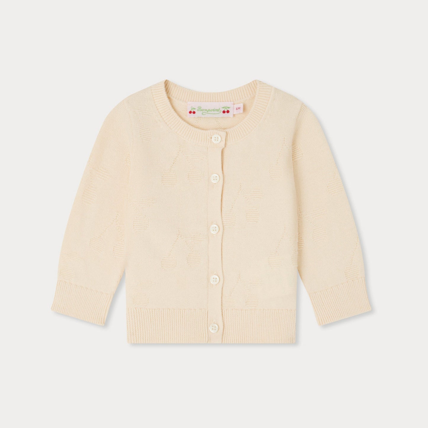 女婴象牙白提花棉开衫