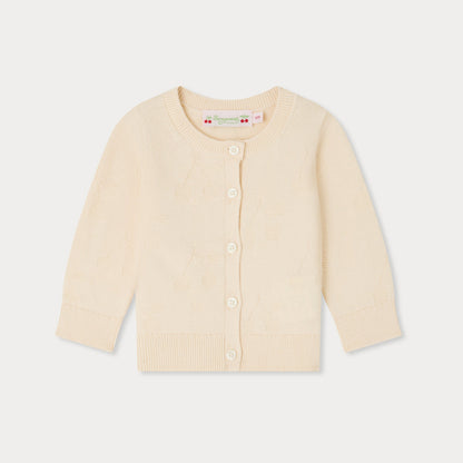 女婴象牙白提花棉开衫