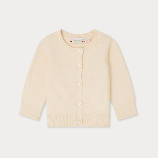 女婴象牙白提花棉开衫