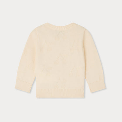 女婴象牙白提花棉开衫