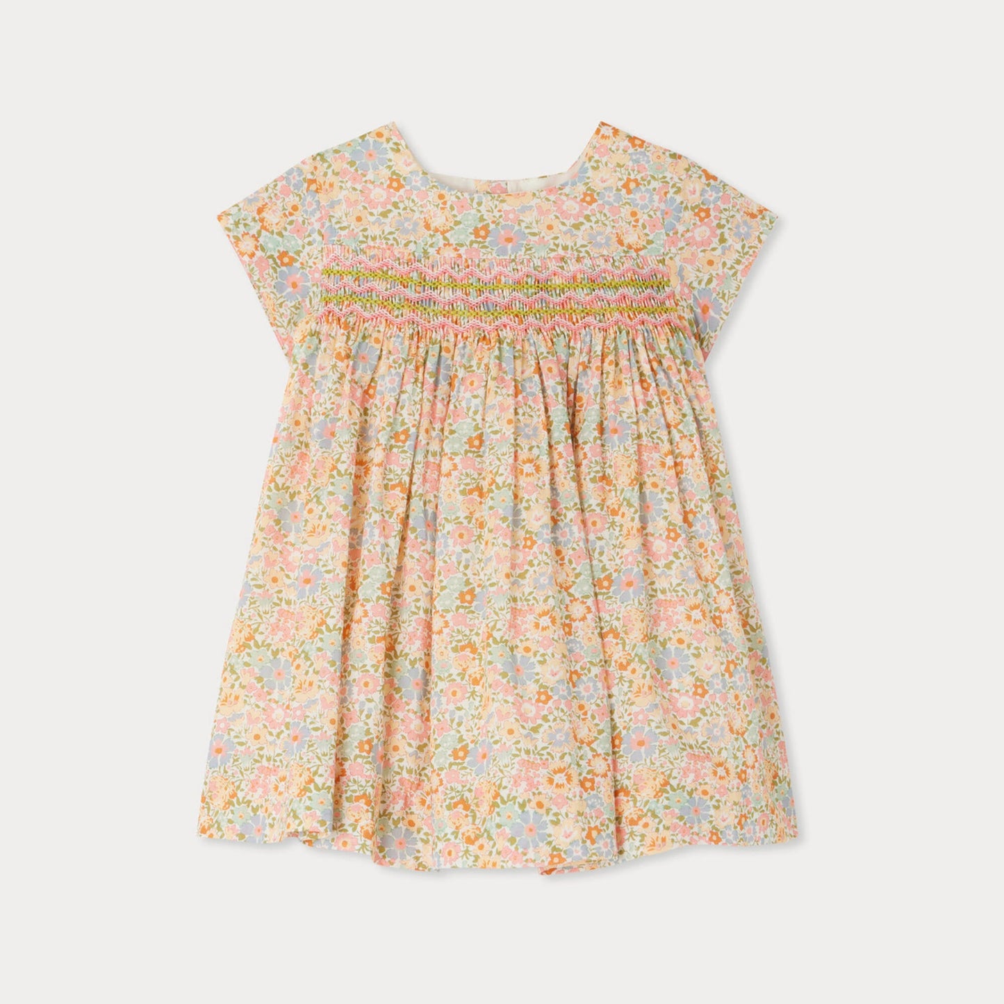 女婴粉色碎花棉连衣裙