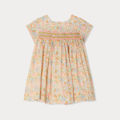 女婴粉色碎花棉连衣裙