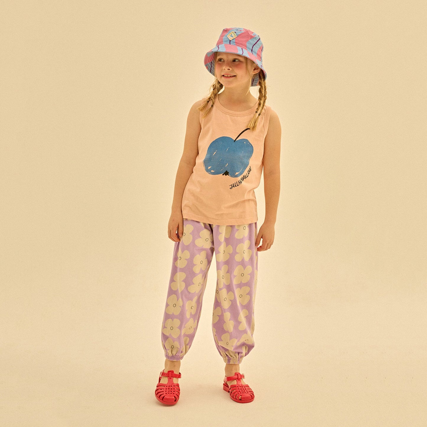 儿童米色印花棉背心