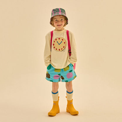 儿童蓝色印花棉短裤