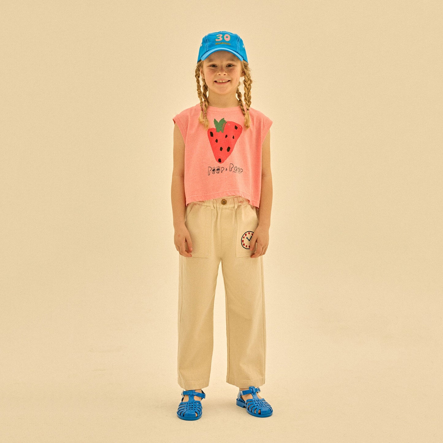 儿童象牙白棉长裤