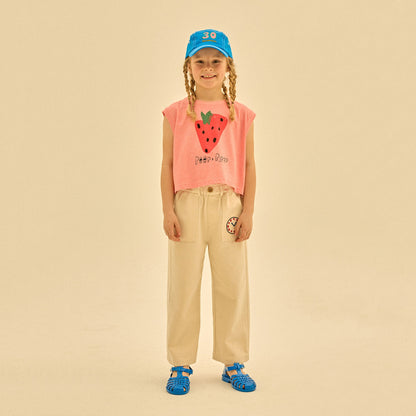 儿童象牙白棉长裤