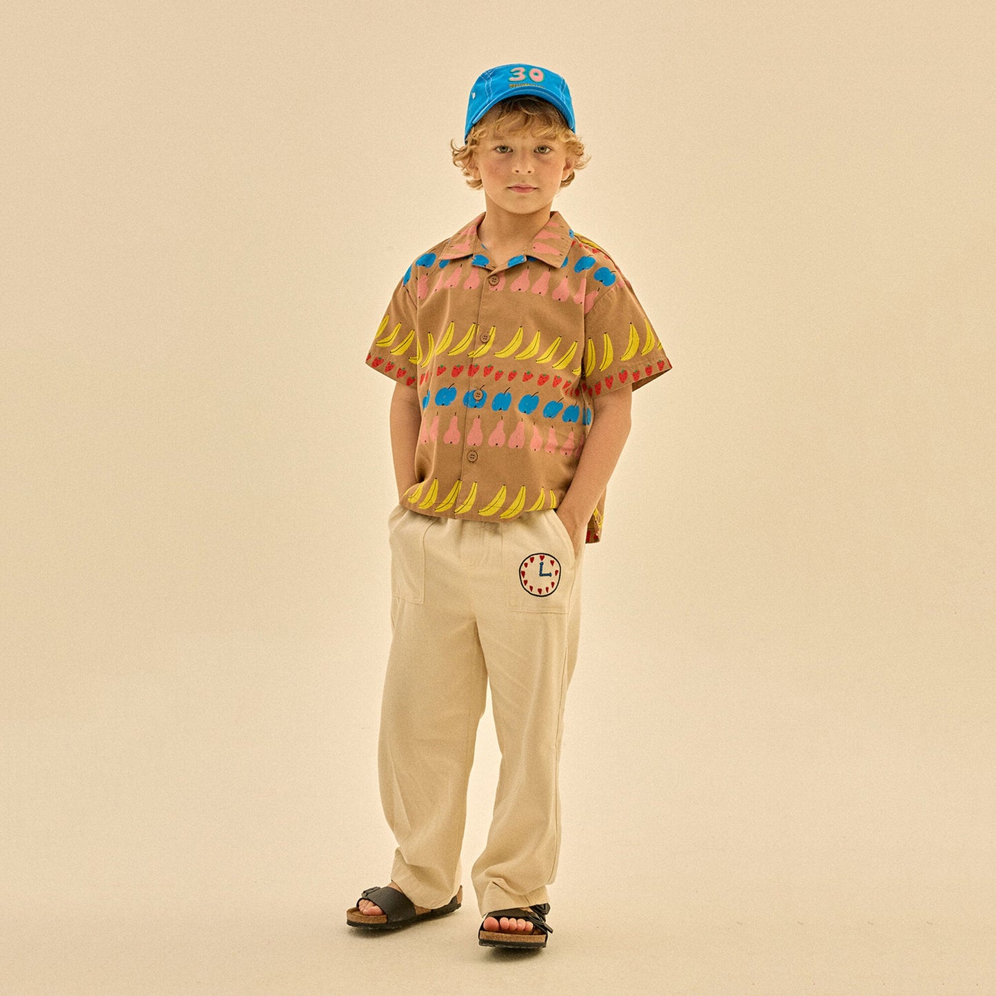 儿童象牙白棉长裤