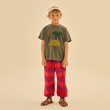 儿童深灰色印花棉T恤