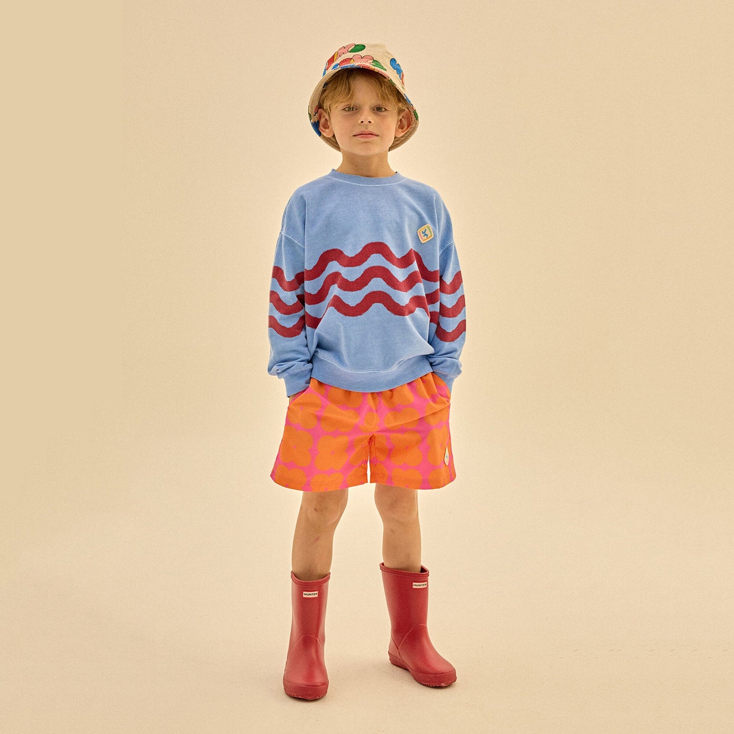 儿童粉色格子短裤