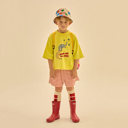 儿童红色条纹棉短裤