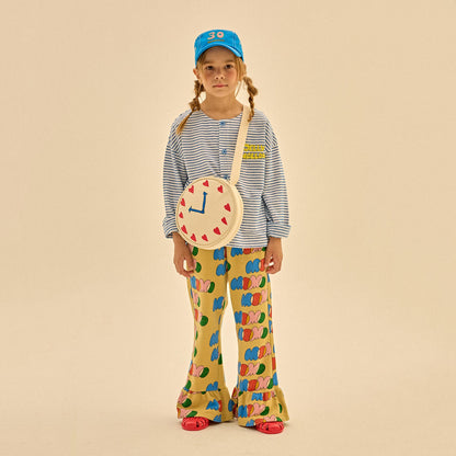 女童蓝色条纹棉开衫