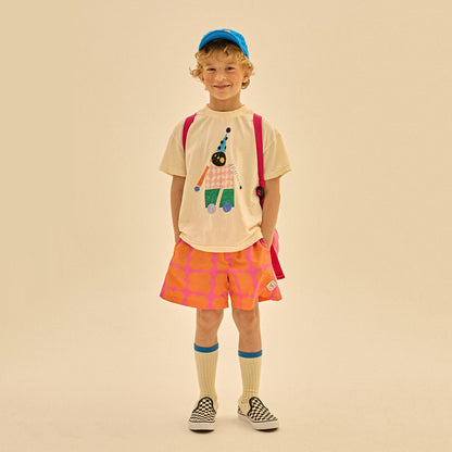 儿童象牙白印花棉T恤