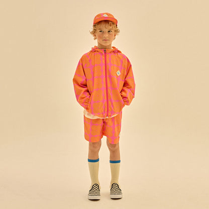 儿童粉色格子短裤