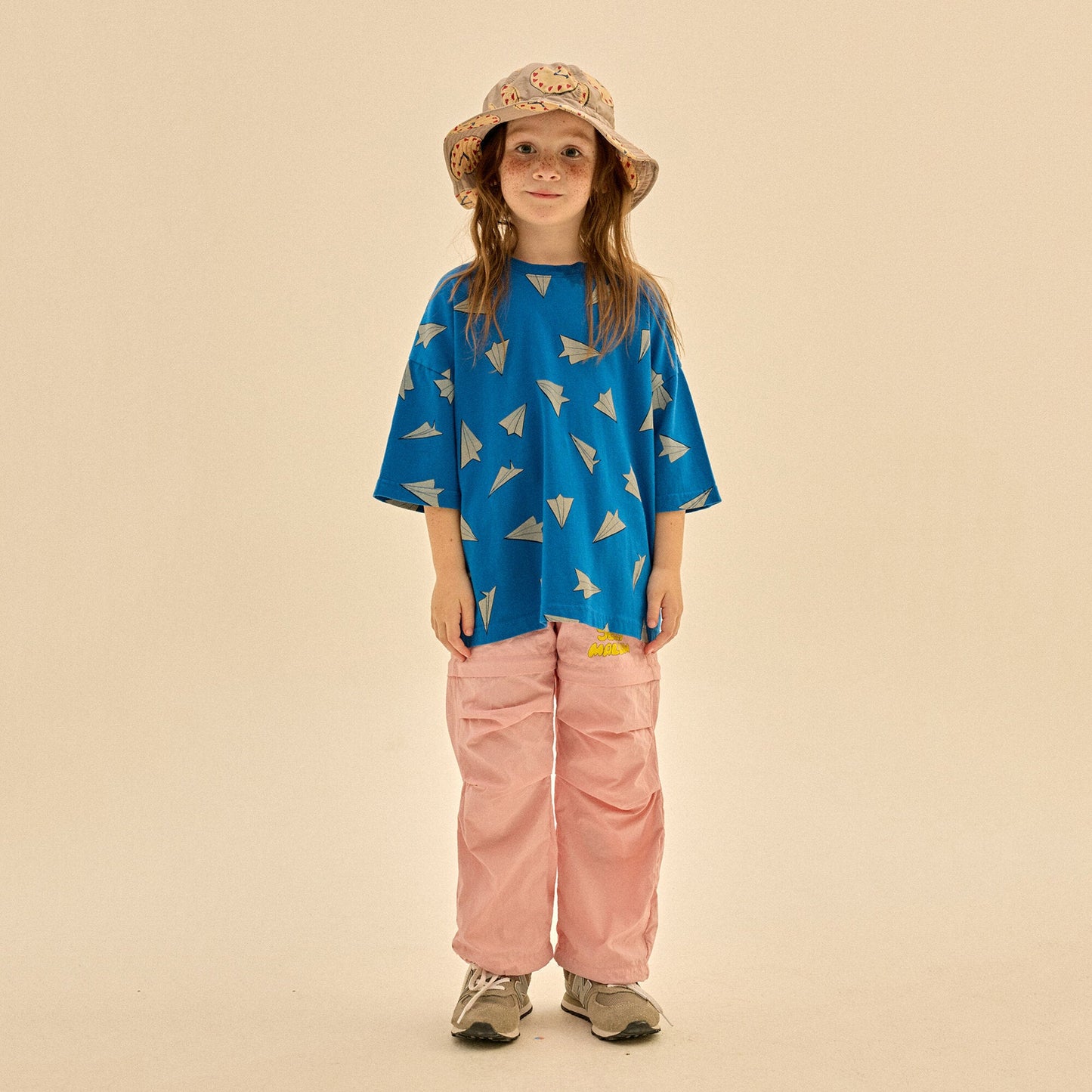 儿童蓝色纸飞机棉T恤