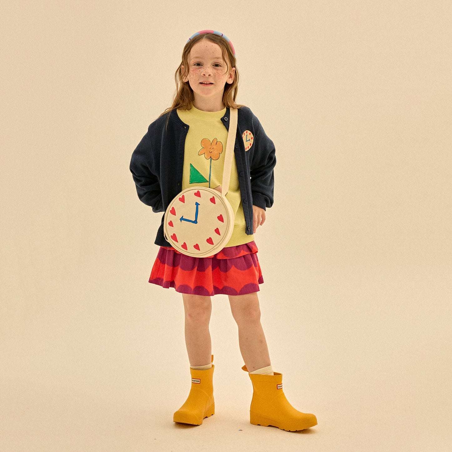 女童紫色圆点棉短裙