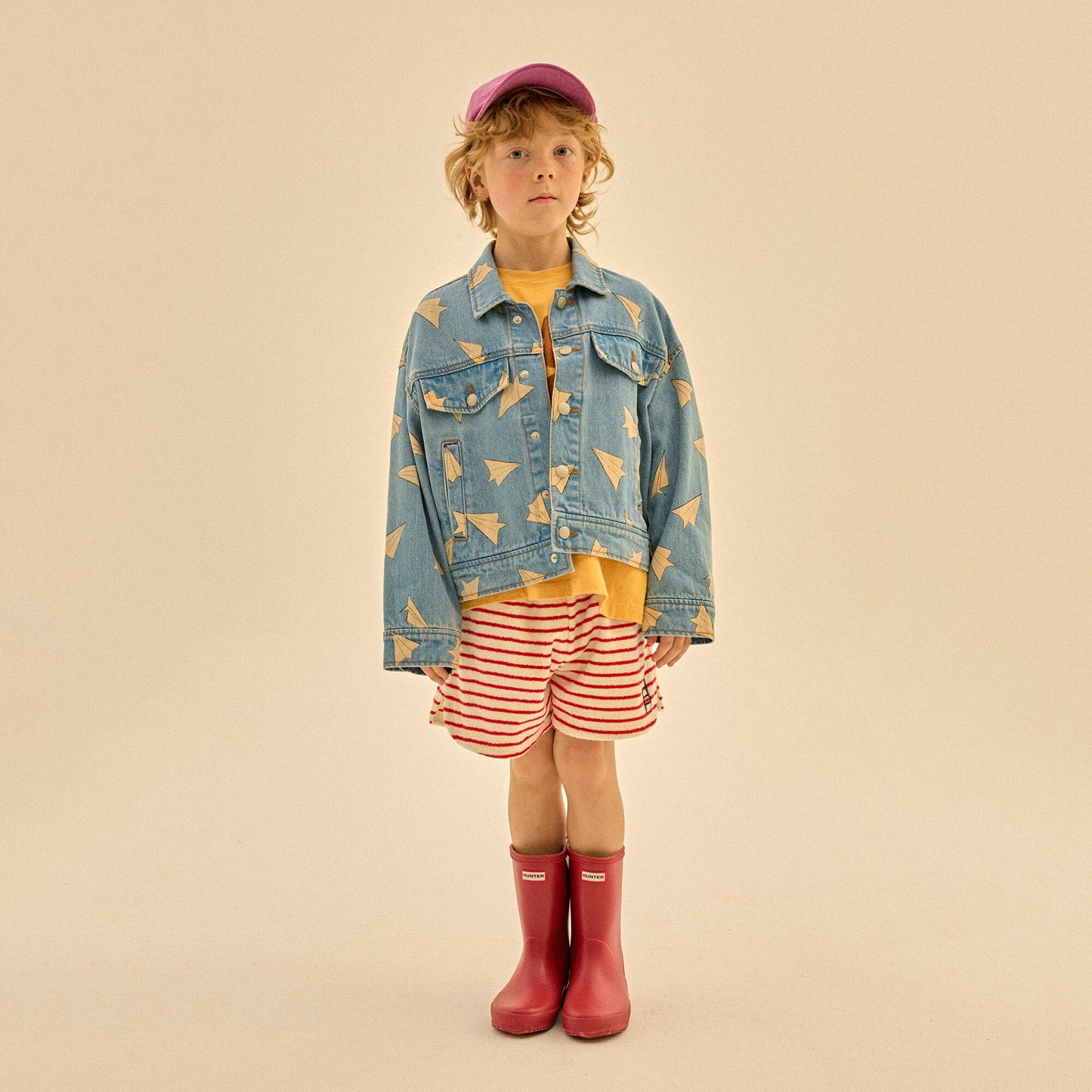 儿童红色条纹棉短裤