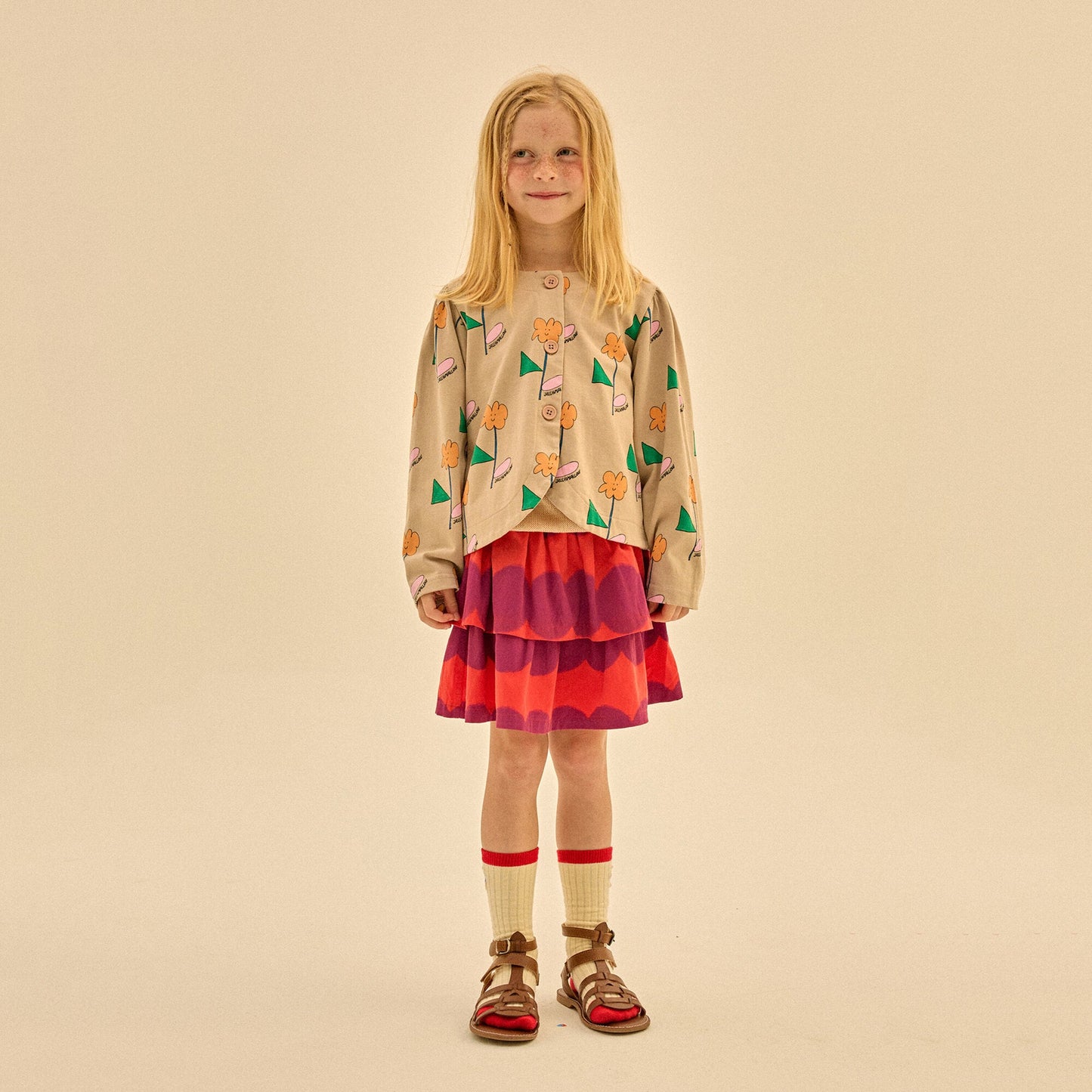 女童紫色圆点棉短裙