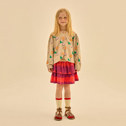 女童紫色圆点棉短裙