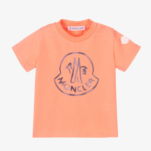 女婴橙色Logo棉T恤
