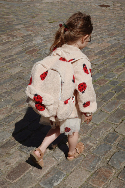 Girls Jody Ladybug Teddy Backpack in Beige (32cm)
