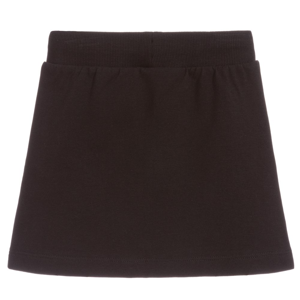 Girls Black Cotton Logo Skirt
