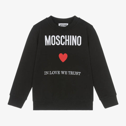 儿童黑色Logo棉卫衣