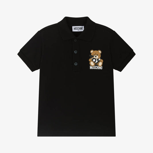 男童黑色棉Polo衫