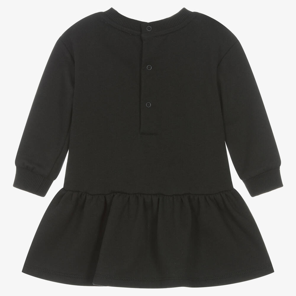 女婴黑色印花棉连衣裙