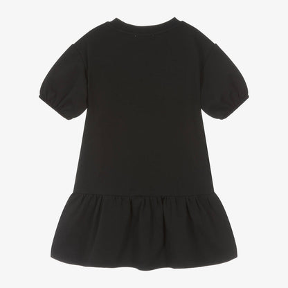 女童黑色泰迪熊棉连衣裙