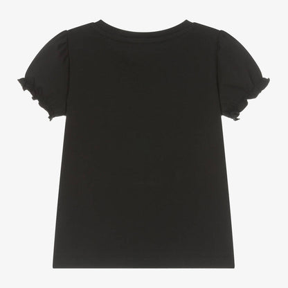 女童黑色泰迪熊棉T恤