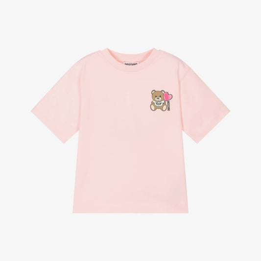女童粉色印花Logo棉T恤