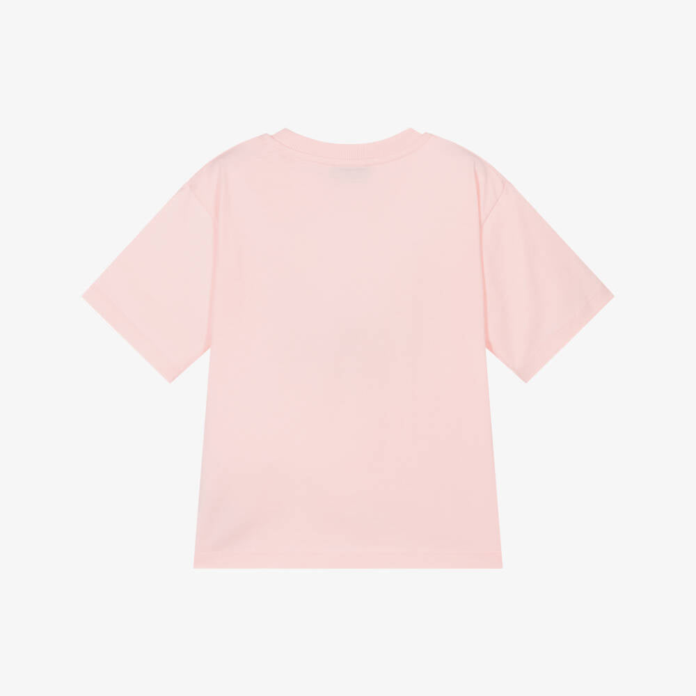 女童粉色印花Logo棉T恤