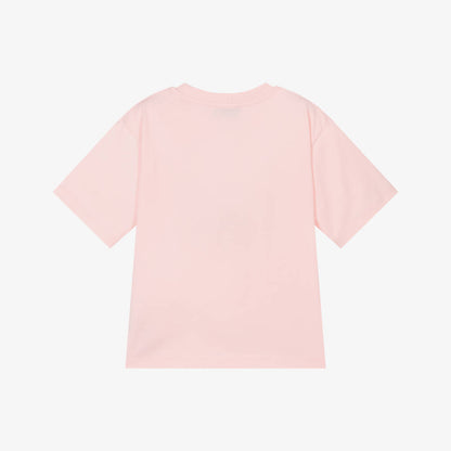 女童粉色印花Logo棉T恤