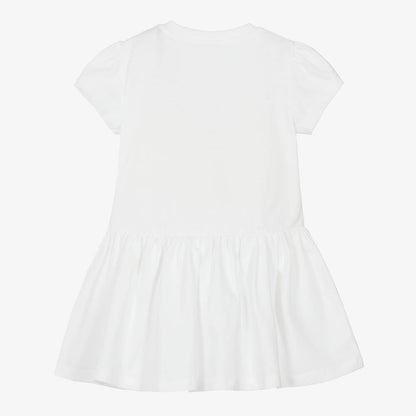 女婴白色Logo棉连衣裙