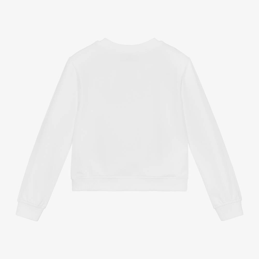 女童白色Logo棉卫衣