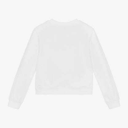 女童白色Logo棉卫衣