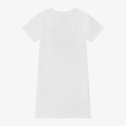 女童白色Logo棉连衣裙