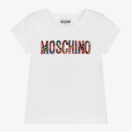 女童白色Logo棉T恤