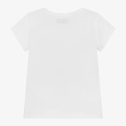 女童白色Logo棉T恤