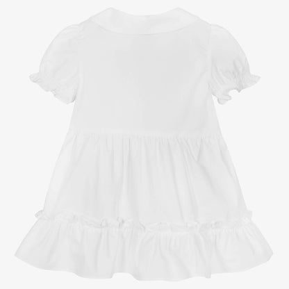 女婴白色棉连衣裙
