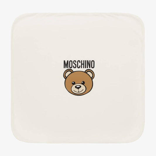 婴儿白色泰迪熊棉毯子