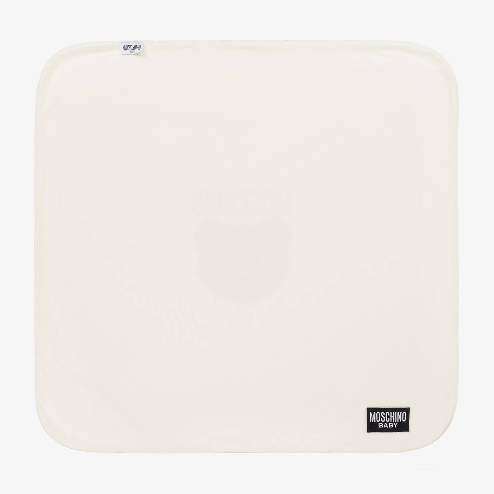 婴儿白色泰迪熊棉毯子