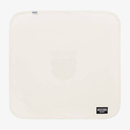 婴儿白色泰迪熊棉毯子