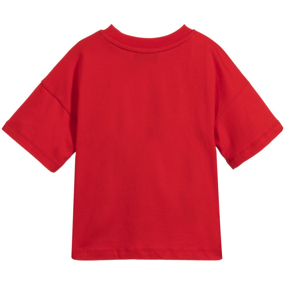 Kids Red Cotton Logo T-Shirt