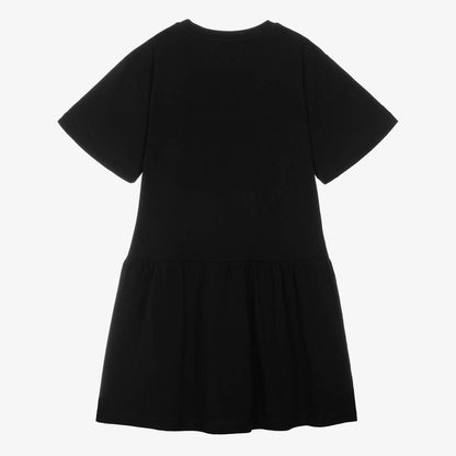 女童黑色Logo棉连衣裙