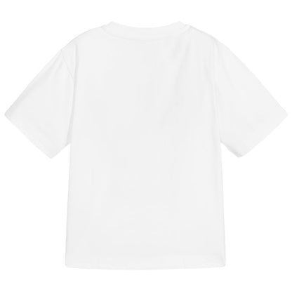 Girls White Cotton Teddy Bear T-Shirt