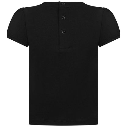 Baby Girls Black Cotton Teddy T-Shirt