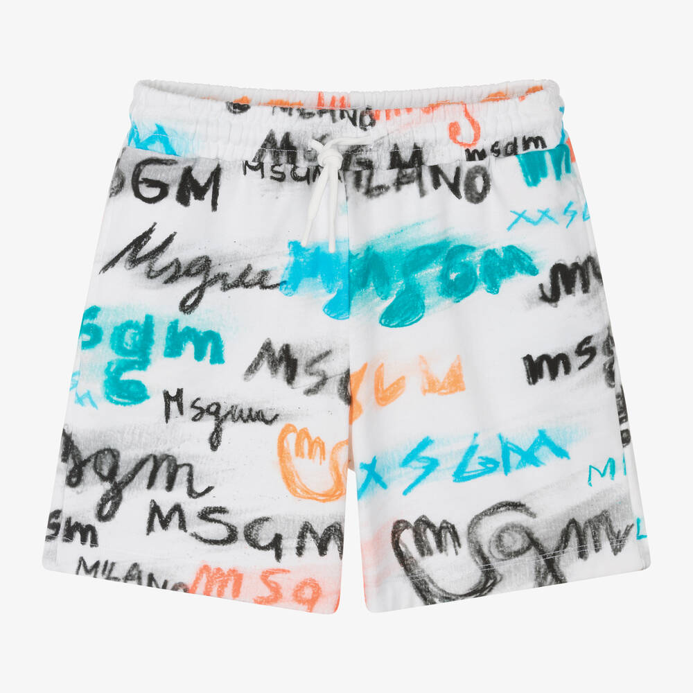 男童白色Logo棉短裤