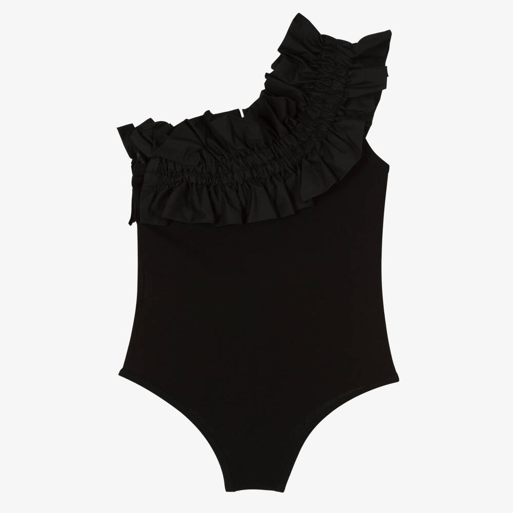 女童黑色荷叶边连体衣