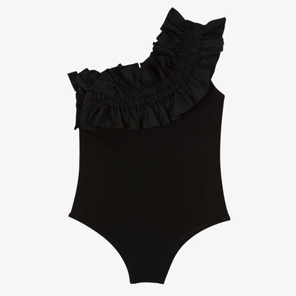 女童黑色荷叶边连体衣